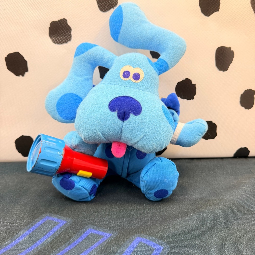 Vtg 1999 Tyco Blues Clues Bedtime Blue Plush Working Flashlight Sleeping Bag 10"
